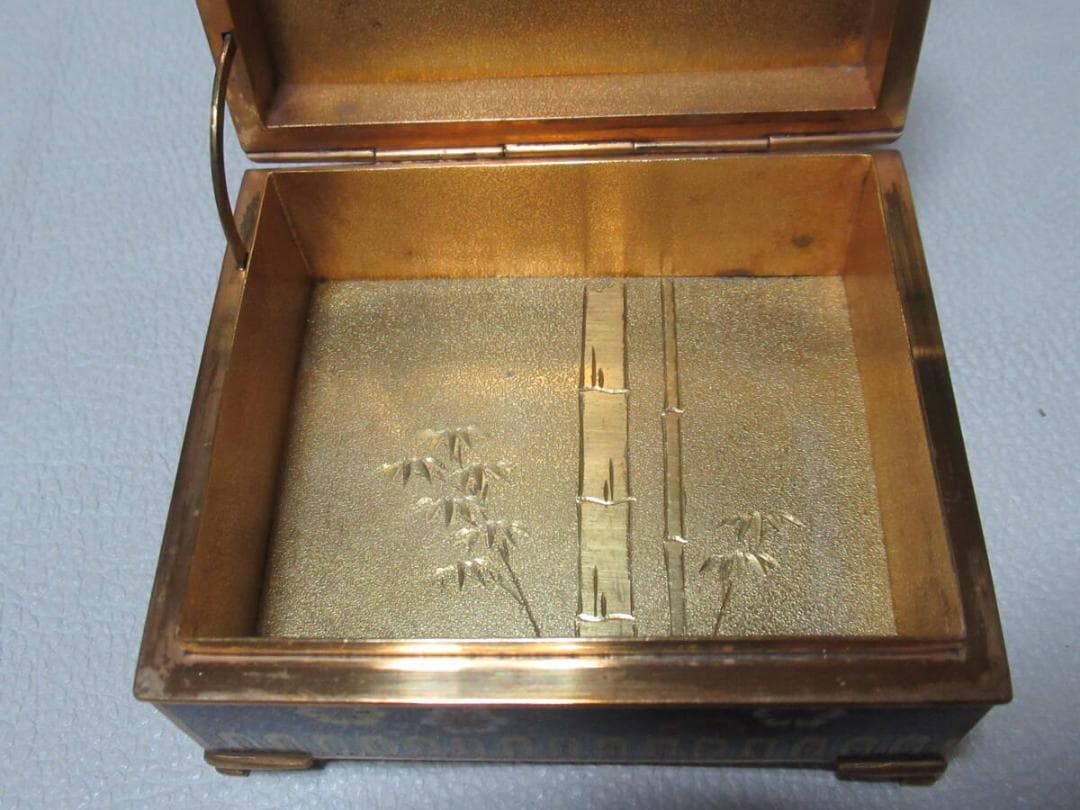 希少 明治30年◇京七宝 稲葉七宝 内金鍍金(竹/雀) 外観(花鳥図) 小物