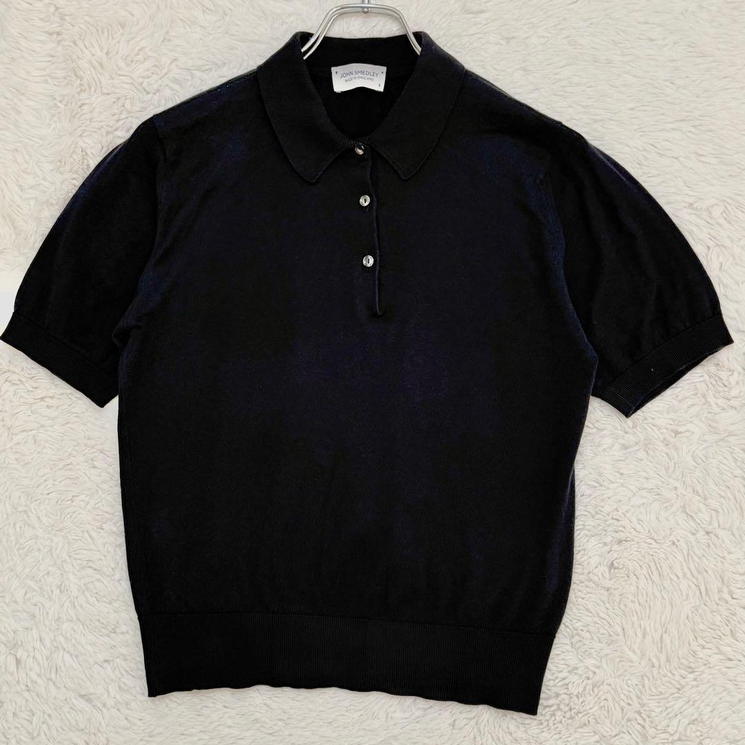 現行 ジョンスメドレー シーアイランドコットン ニットポロ ネイビー