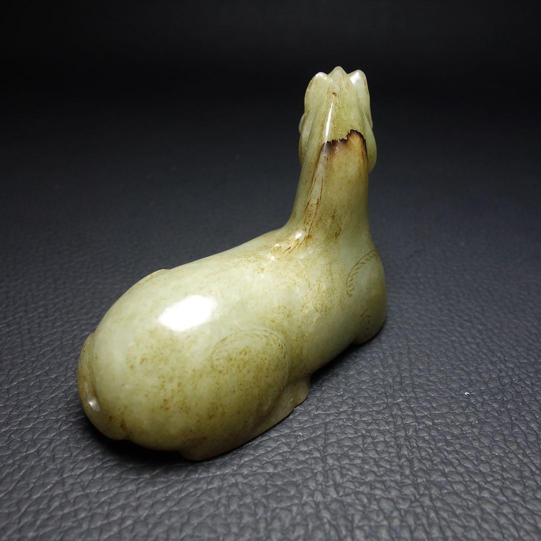 宋代 和田玉 天馬 T彫刻 置物 和田玉製 時代物 中国古美術 本玉旧家