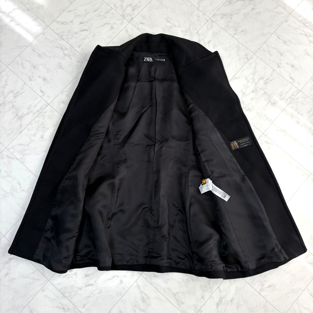 ザラ】ケープコート ポンチョ 金ボタン マンテコ ウール 完売品 黒 M
