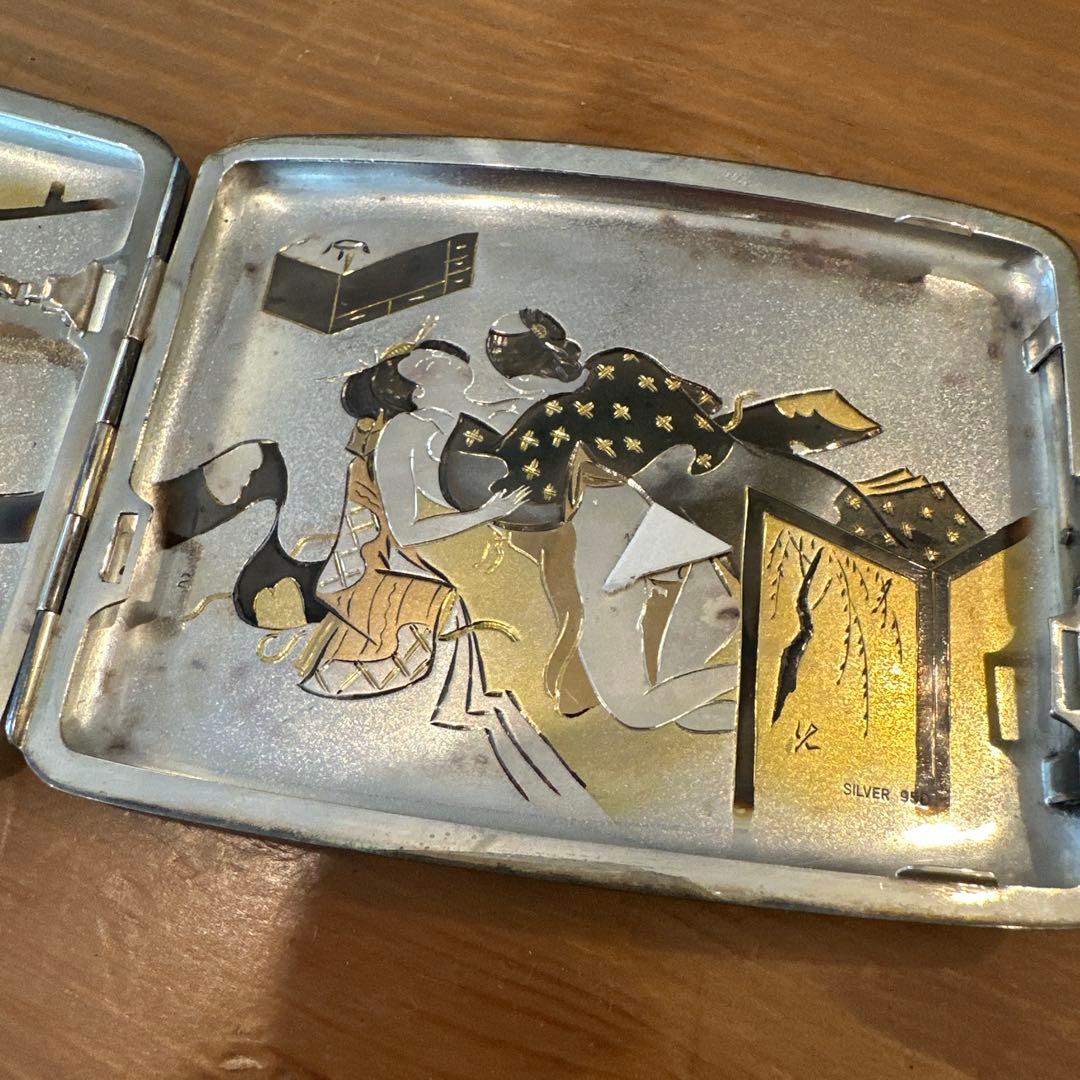 silver 950刻印 煙草入れ シガレットケース 骨董古美術 光夫刀 春画