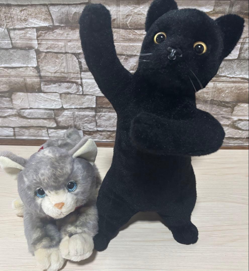 猫 ぬいぐるみ 黒猫 たっちー ねこ レトロ - メルカリ