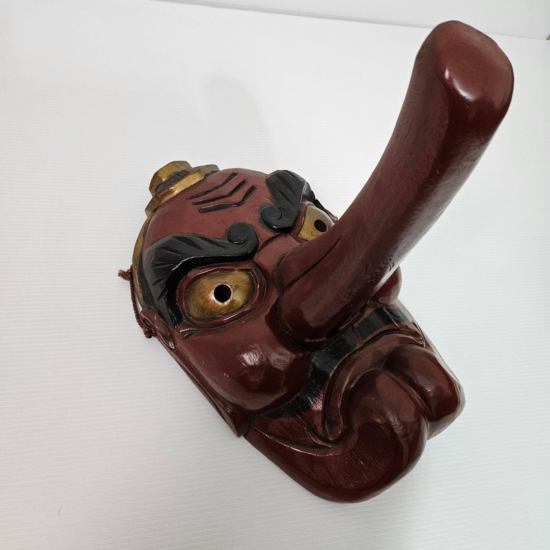 特大 天狗お面 天狗 面 お面 木製 木彫り 古民家 魔除け 縁起物 - メルカリ