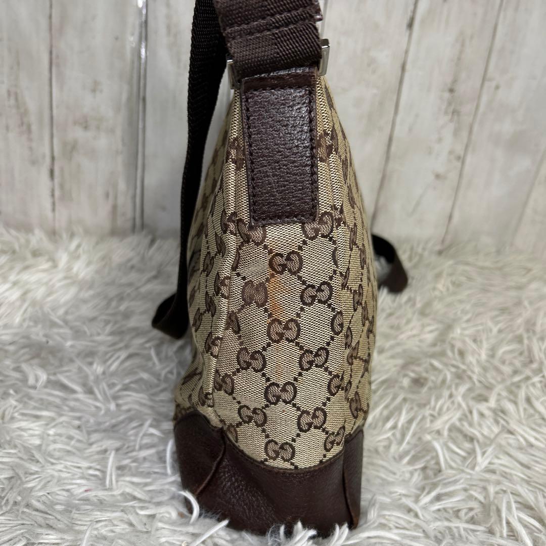 GUCCI ショルダーバッグ GGキャンバス ロゴ レザー ブラウン GGの通販