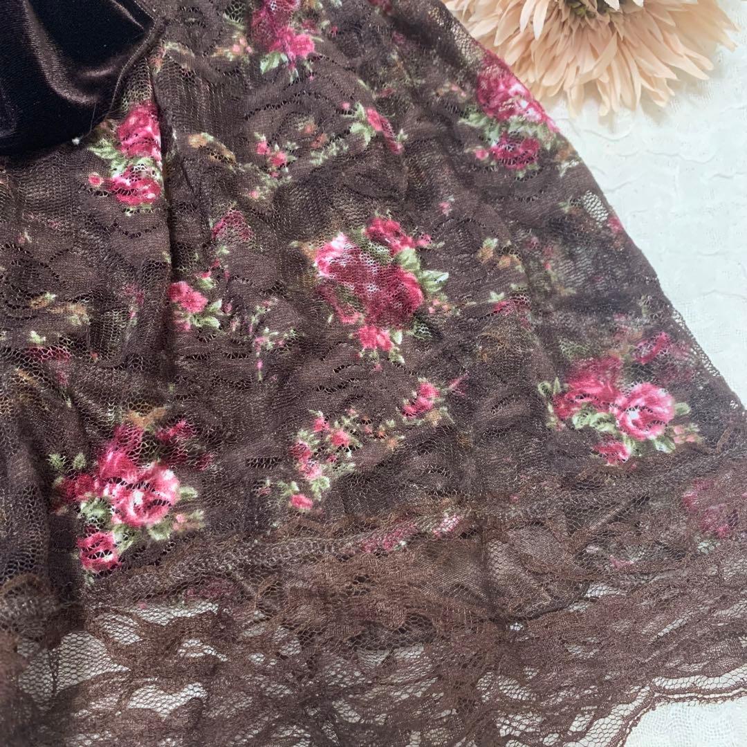 希少！極美品 リズリサ ベロア レース でかリボン キャミソール M