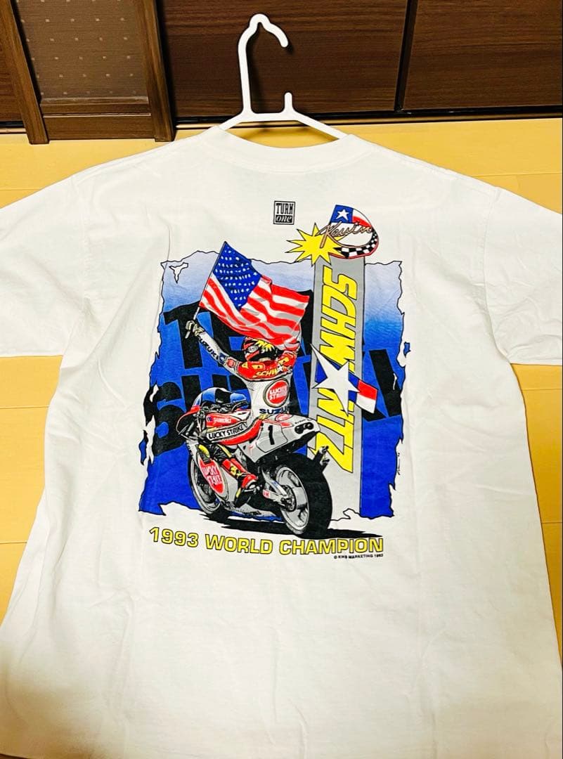 TURN one ケビン•シュアンツ　ヴィンテージTシャツ　Lサイズ　超美品 PEPSI SUZUKI RGVΓ500 Kevin Schwantz 34 ケビン・シュワンツ プリント