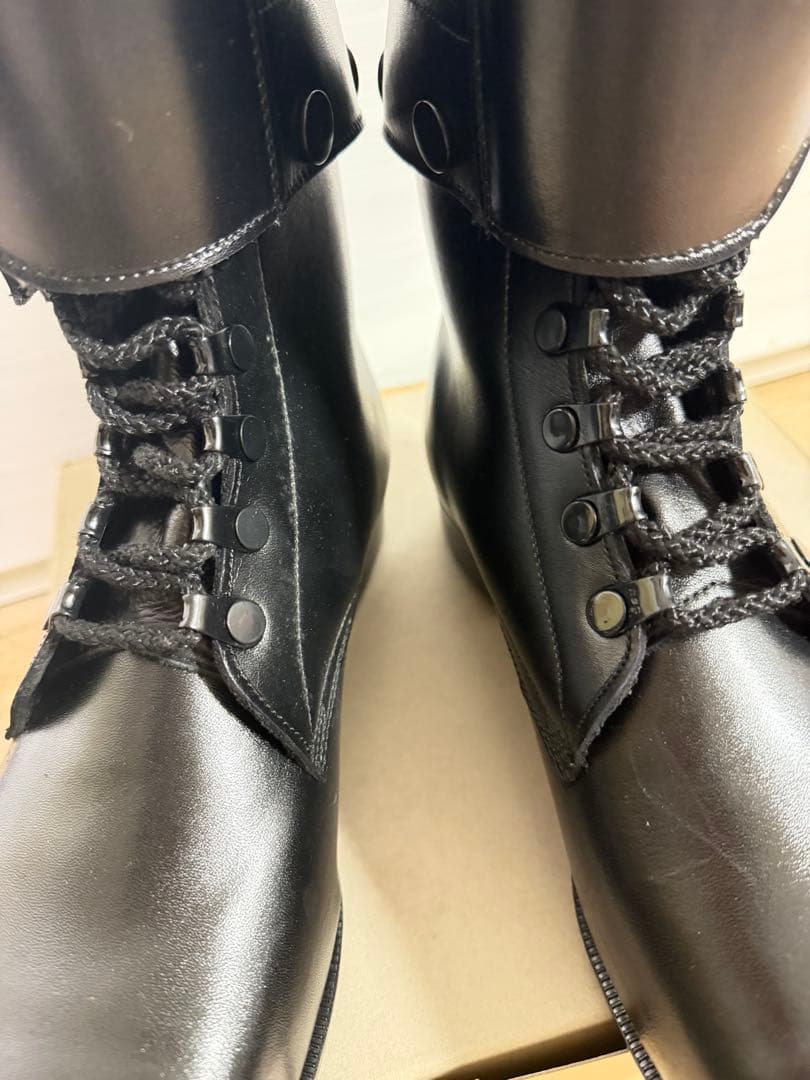 警察隊使用 編み上げブーツ 予備品 未使用 本革 25.5cm