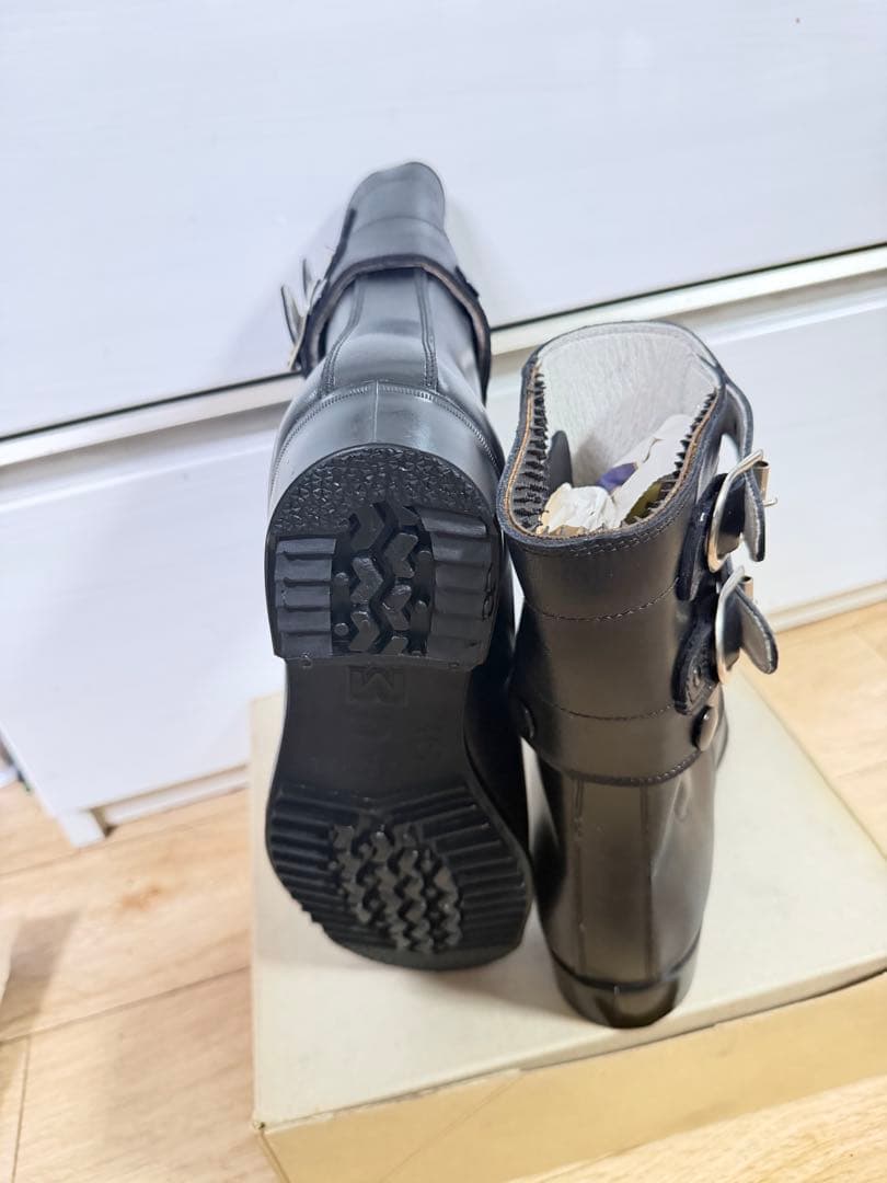 警察隊使用 編み上げブーツ 予備品 未使用 本革 25.5cm
