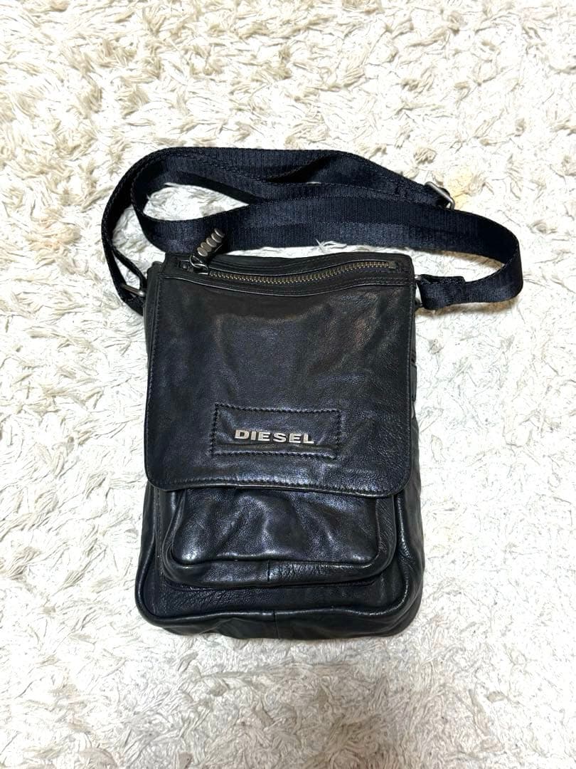 DIESEL ディーゼル ブラックレザー ショルダーバッグ Y2K DIESEL