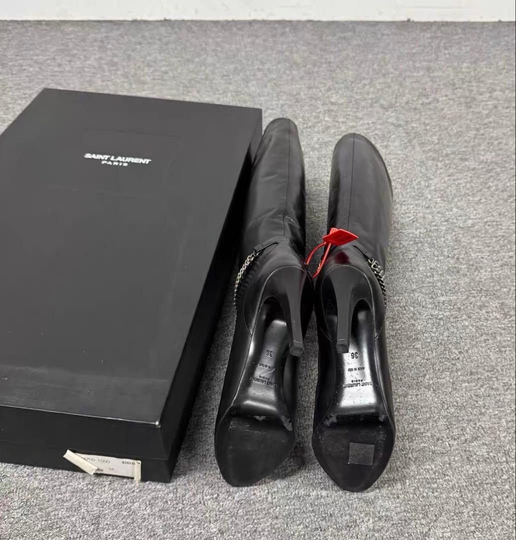 SAINT LAURENT ブラック ロングブーツ - メルカリ