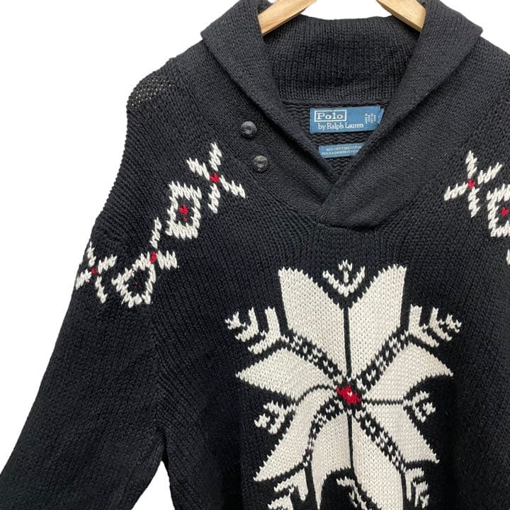 90s ラルフローレン カシミヤ混 ショールカラーニットセーター 窪塚