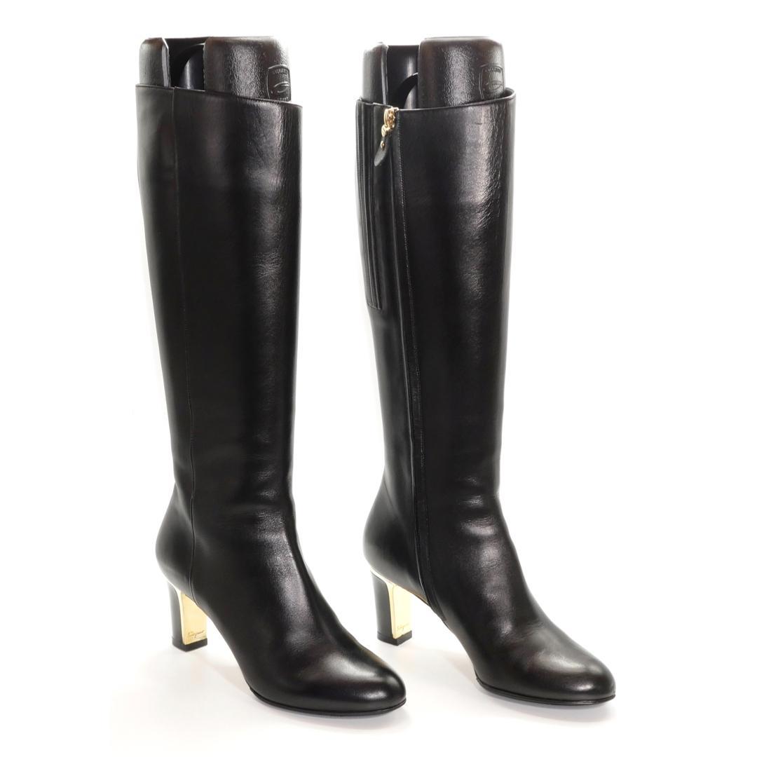 6.5D　SALVATORE FERRAGAMO TAMIKA　黒　ゴールド