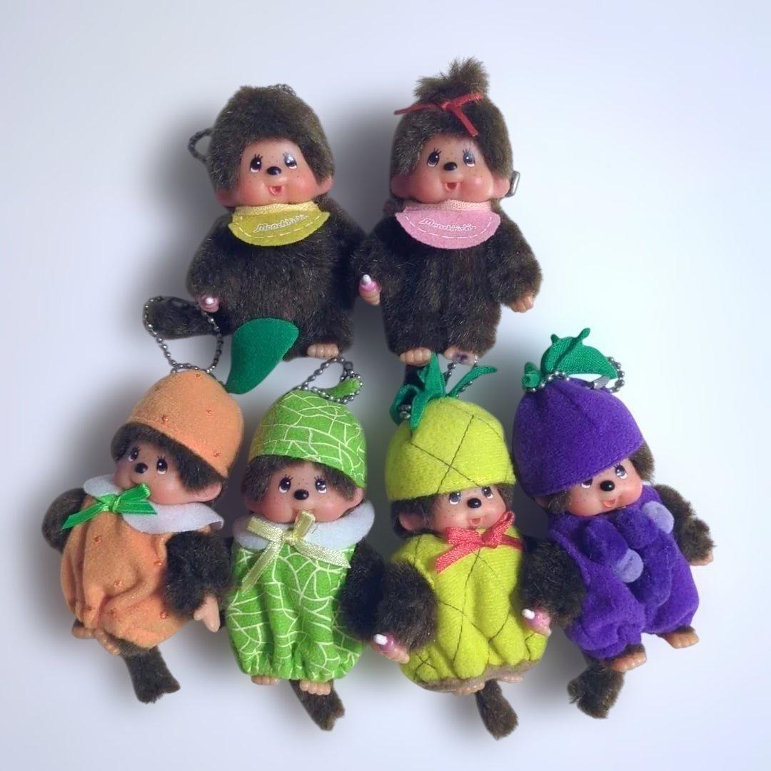 【レア】モンチッチ キーホルダー 果物 フルーツマスコット 6点セット ハッピーカラー モンチッチ キーチェーン 男の子|【ぬいぐるみの