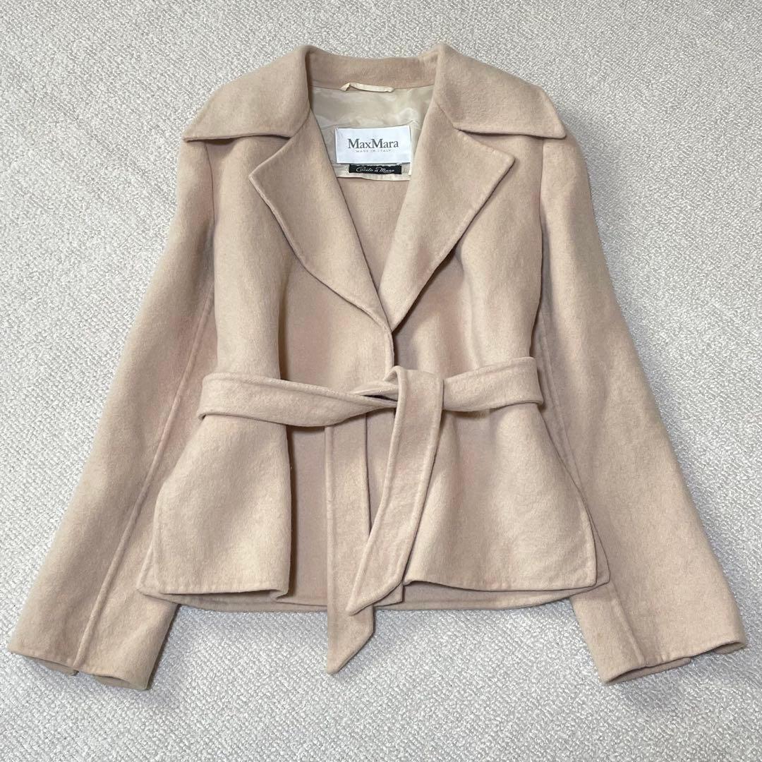 マックスマーラ【38】クチートアマーノ/ベルテッドショートコート 白