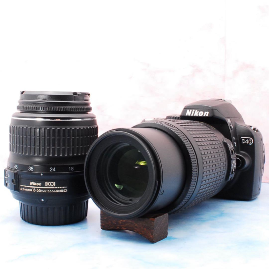 Nikon D40✨一眼レフカメラ✨S数少✨望遠レンズ付Wレンズ