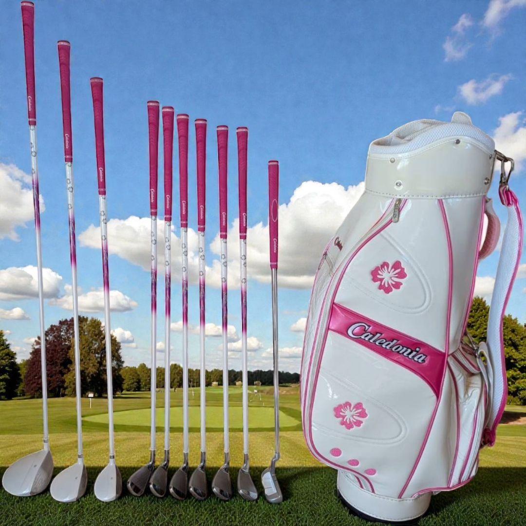 美品 カレドニア レディースゴルフフルセット CL-460α バッグ付き 10本 Caledonia カレドニア CL-460α スポーツ レディース ゴルフクラブ