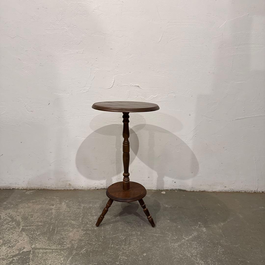 ヴィンテージ　木製サイドテーブル　ラウンド　花台 1 サイドテーブル ラウンドテーブル ヴィンテージ 古材 オーク材 丸