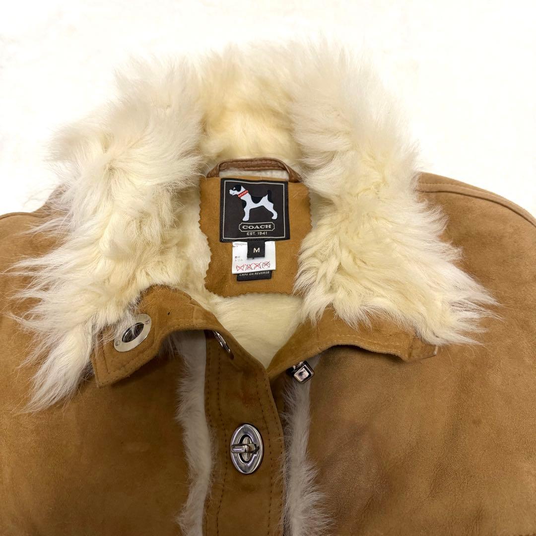 美品 COACH コーチ ポンチョ ムートン ファー ターンロック M アウター