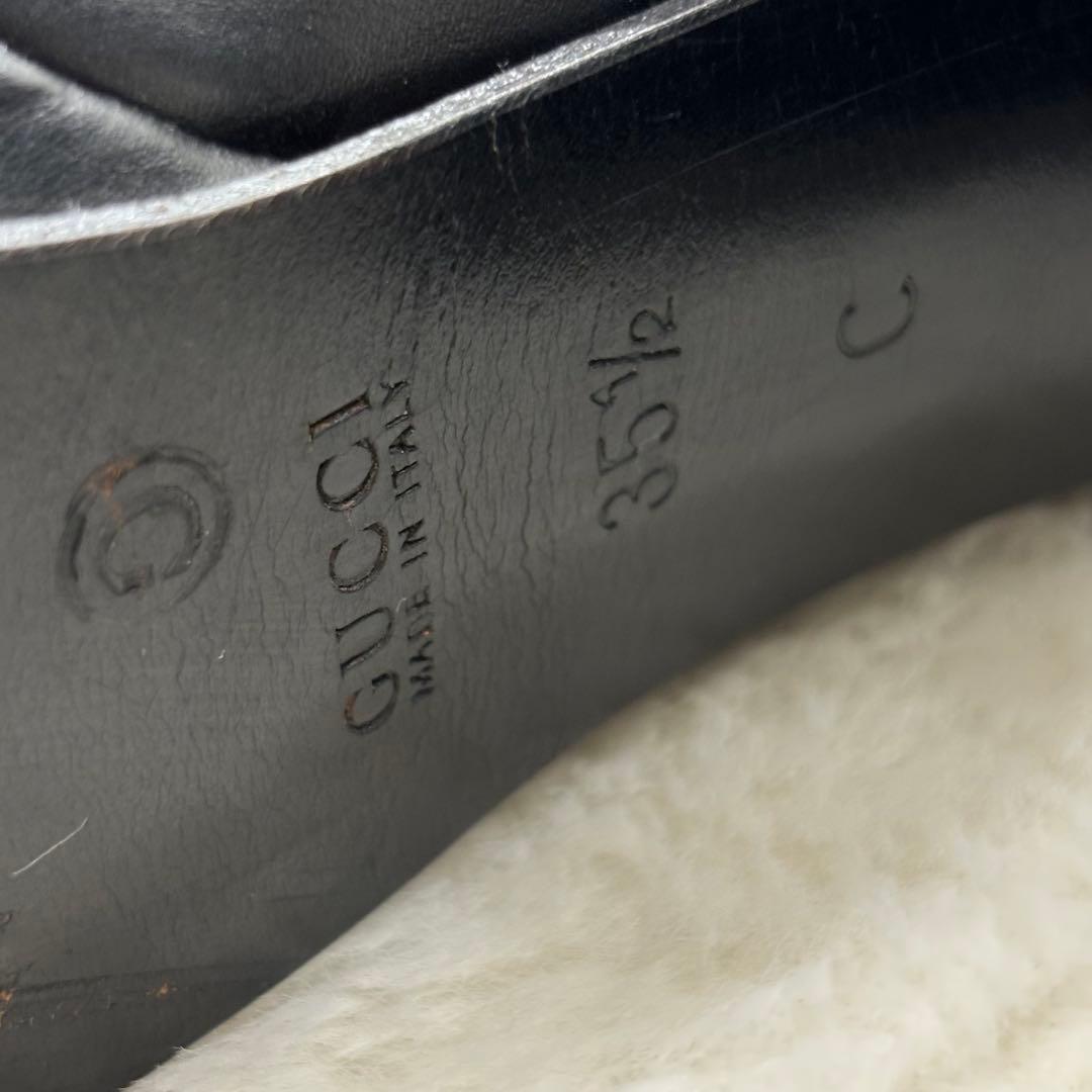 グッチ　ロング ブラック レザー ブーツ　厚底　22.5〜23.0cm　本革