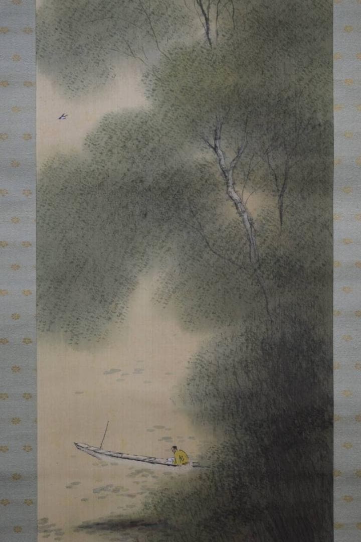 真作/平井楳仙/山水小舟図/布袋屋掛軸HE-545 - メルカリ