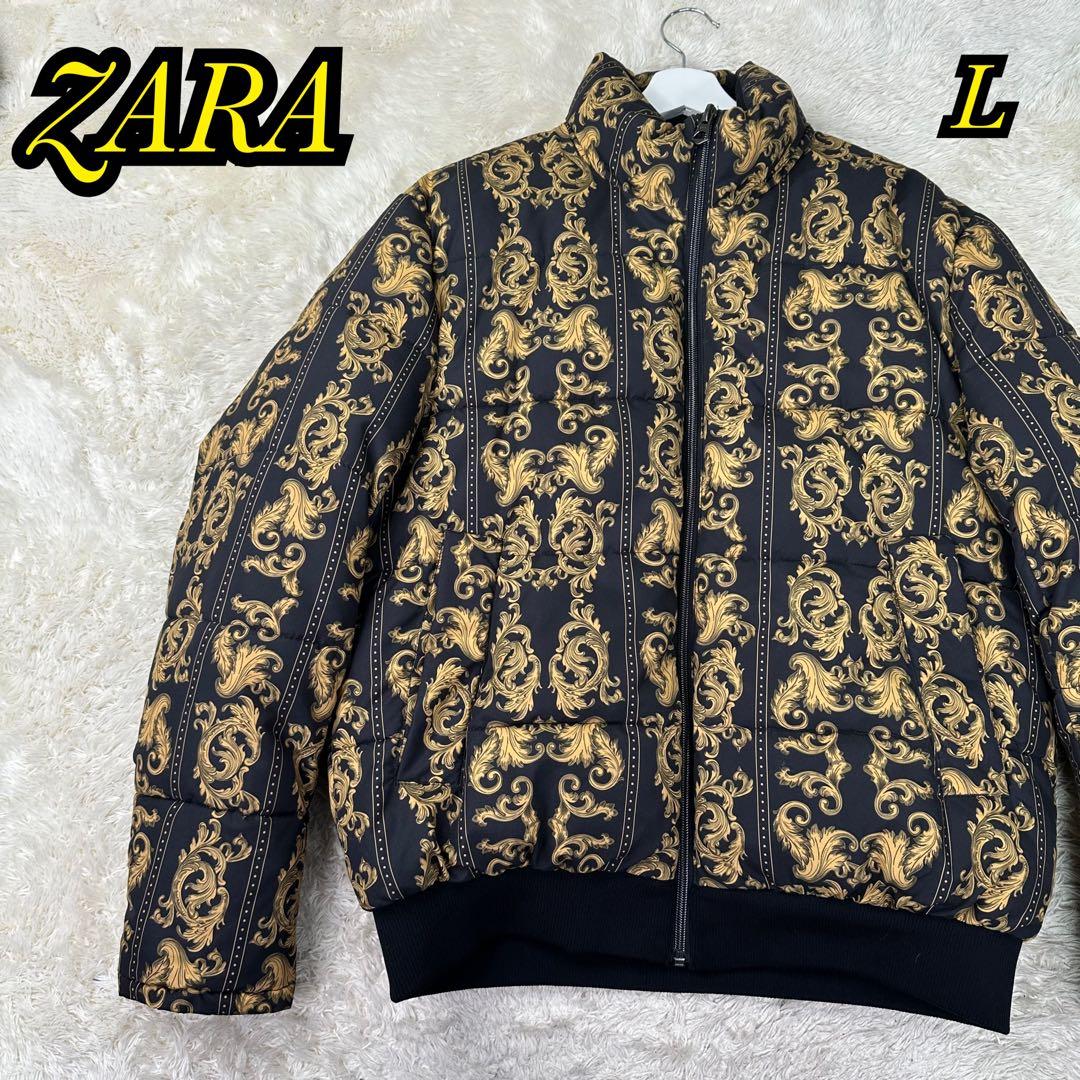✨極美品✨ZARA バロック調 パフジャケット 総柄 ダウンジャケット 42