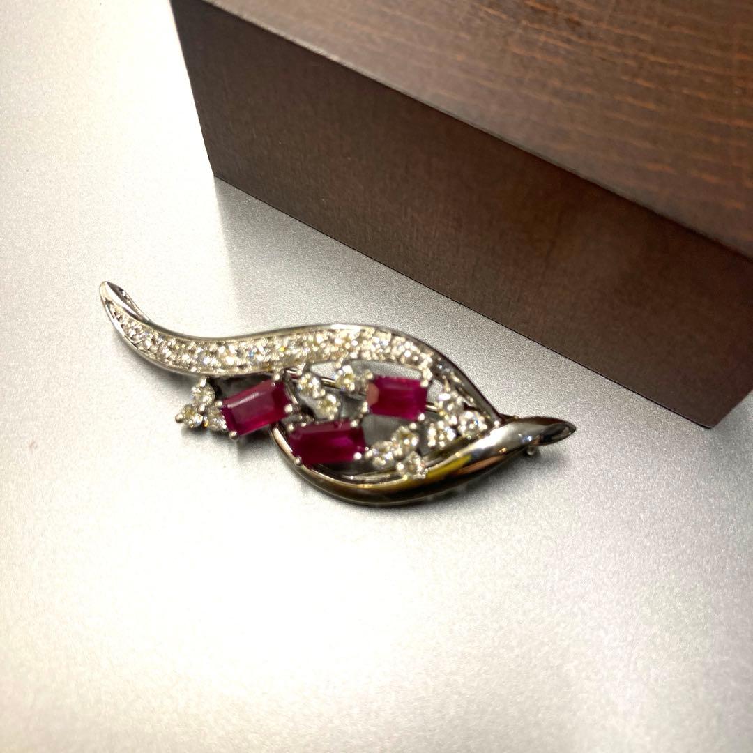 プラチナ900＆ルビー1.58ct天然ダイヤモンド0.78ctブローチの通販はau