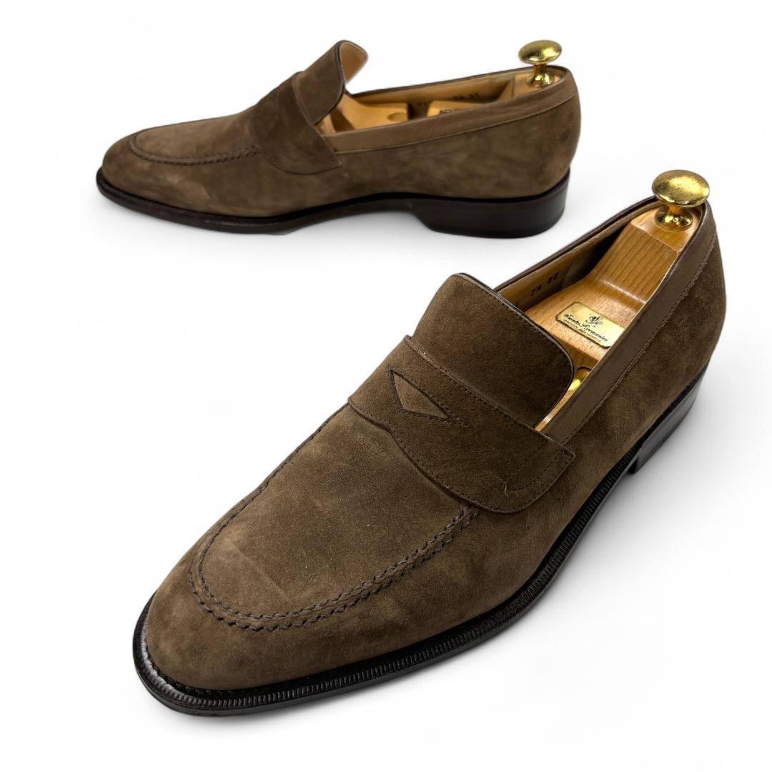 【美品】フェラガモ ローファー 茶 7.5EE 約25.5cm スエード