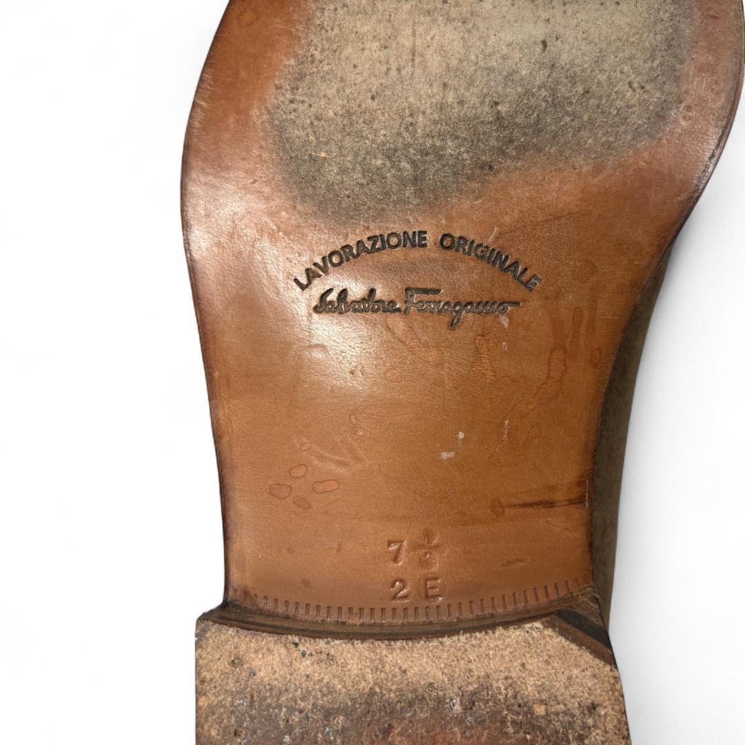 【美品】フェラガモ ローファー 茶 7.5EE 約25.5cm スエード