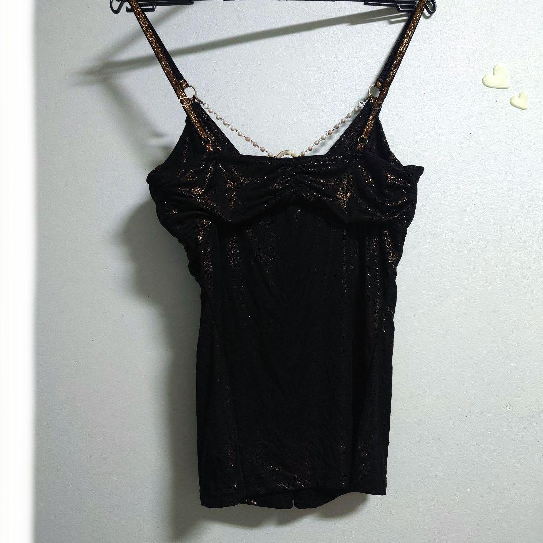 d.i.a. ダイヤ 正規店 ビーズ装飾付き黒キャミソール