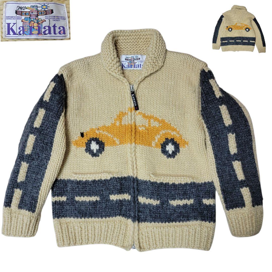希少 クラシックカー柄 カナタ KANATA カウチンニット 日本M～L - メルカリ