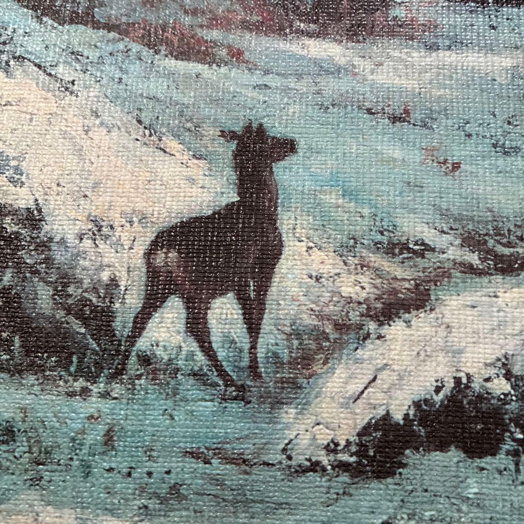 ギュスターヴ クールベ 鹿のすみか、冬 油絵 複製 F6号 額縁付き