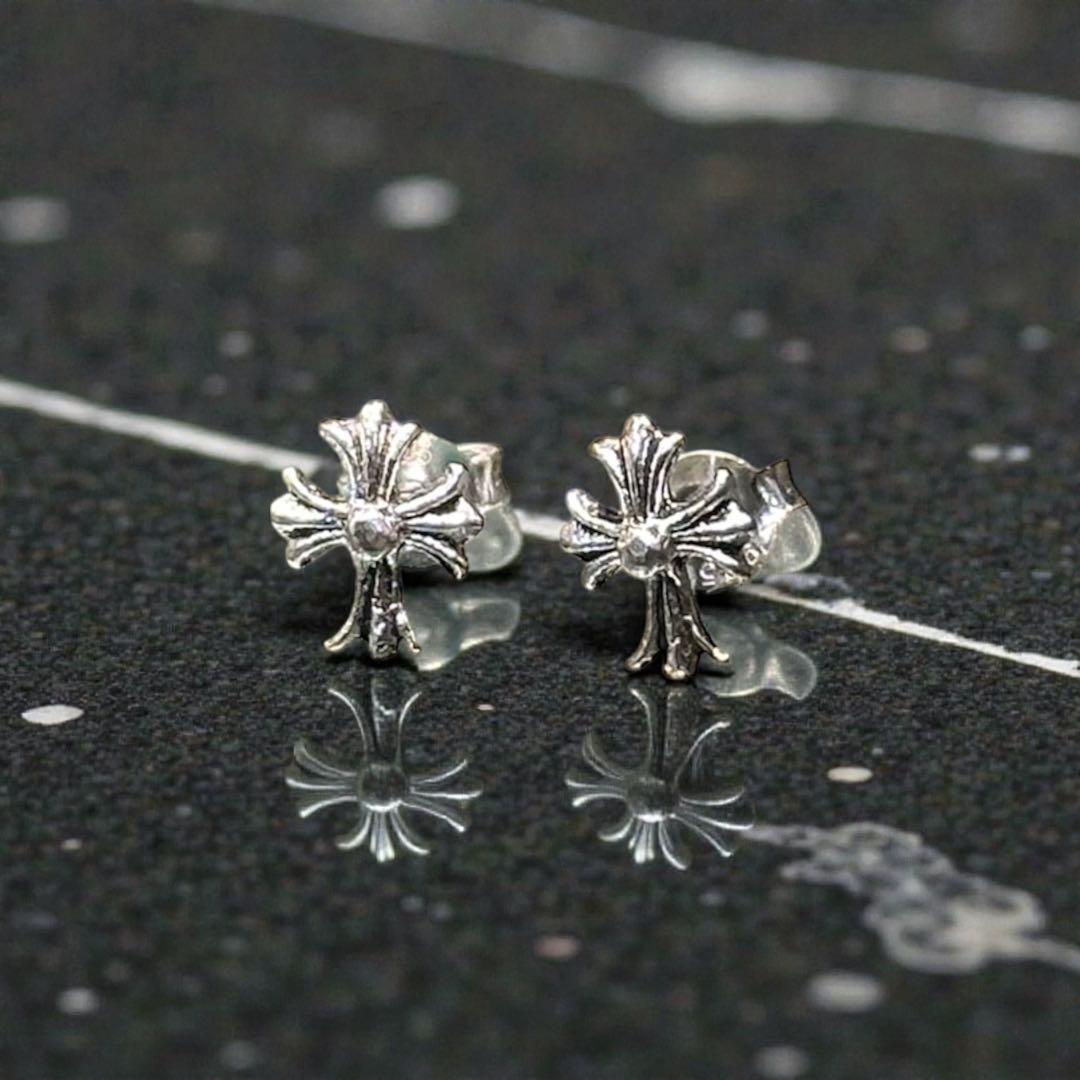 シルバー925 クロスピアス 両耳用 2個セット 18G 十字架ピアス