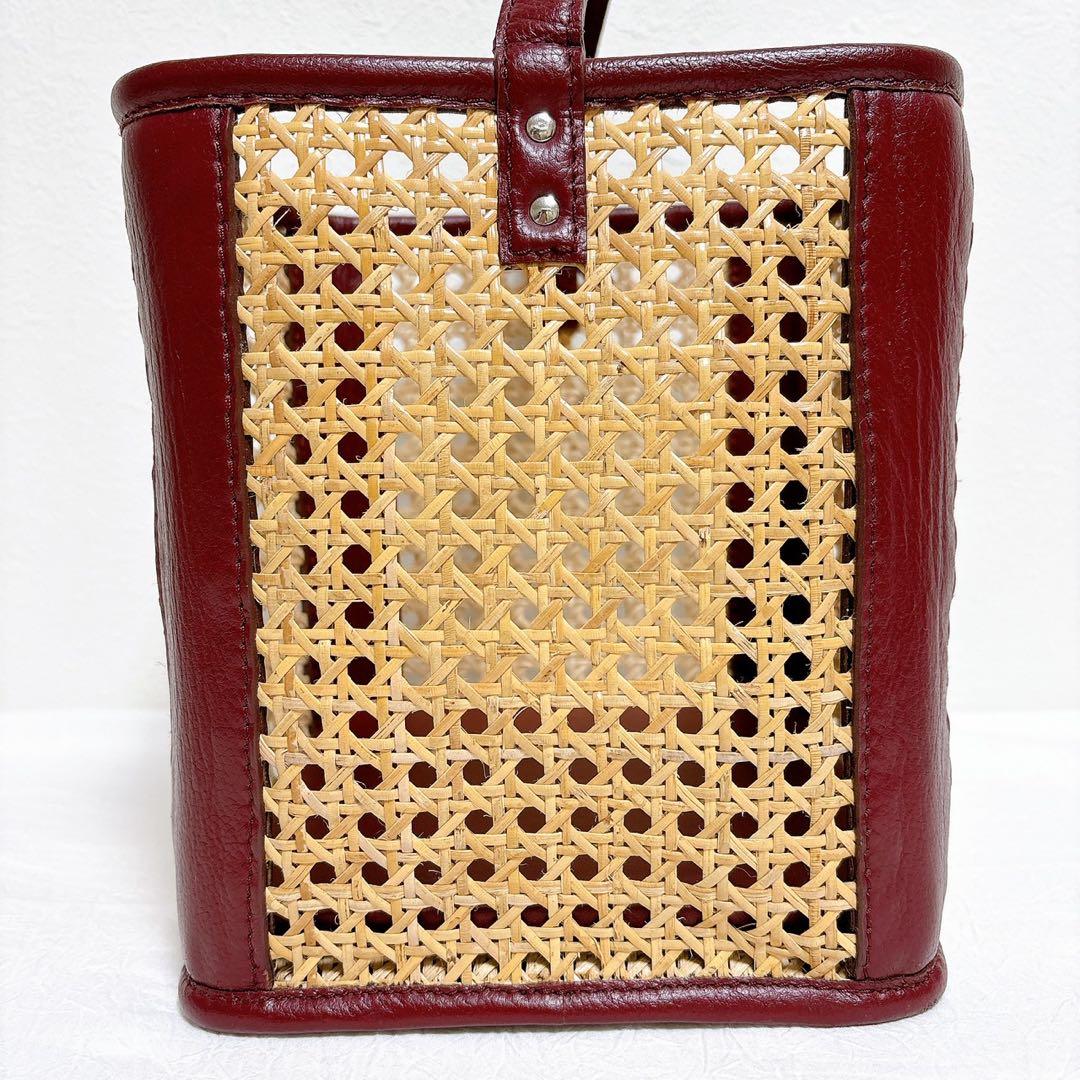 レア】LUDLOW ラドロー レザートリム スクエア バスケット かごバッグ