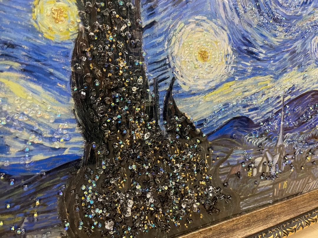 水晶絵 ゴッホ 「星月夜」 アートパネル クリスタル 立体 絵画 アート