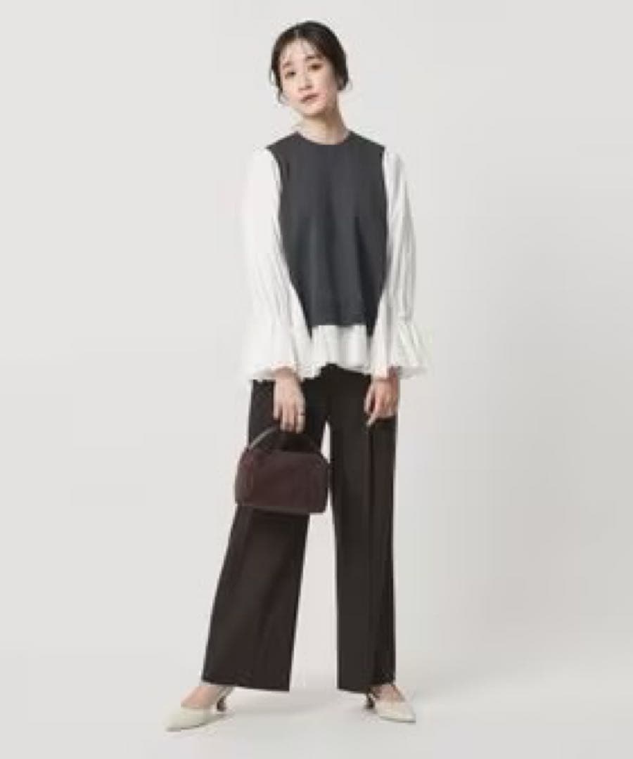 ニットブラウス　ユナイテッドアローズ セール】 プリーツ コンビ ニット ブラウス ‐ウォッシャブル‐ （シャツ