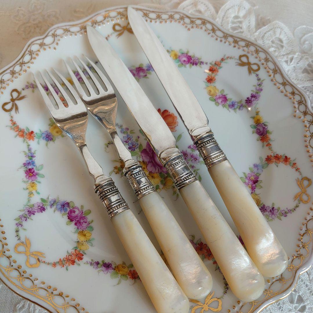 白蝶貝 デザートカトラリーセット ナイフ フォーク マザーオブパール