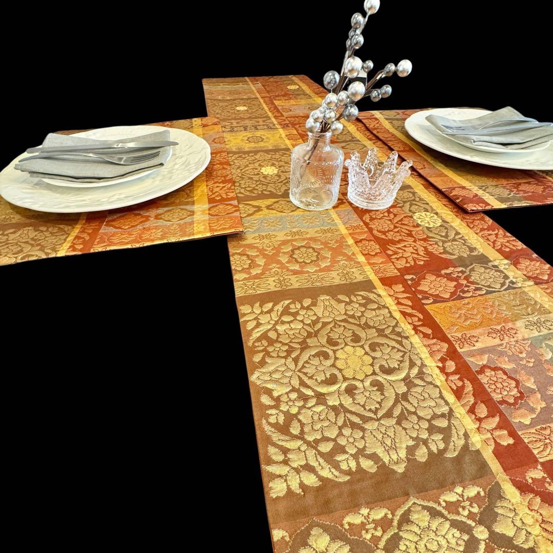 正絹】3点セット テーブルランナー マット2枚 帯 正倉院裂 ひな祭り