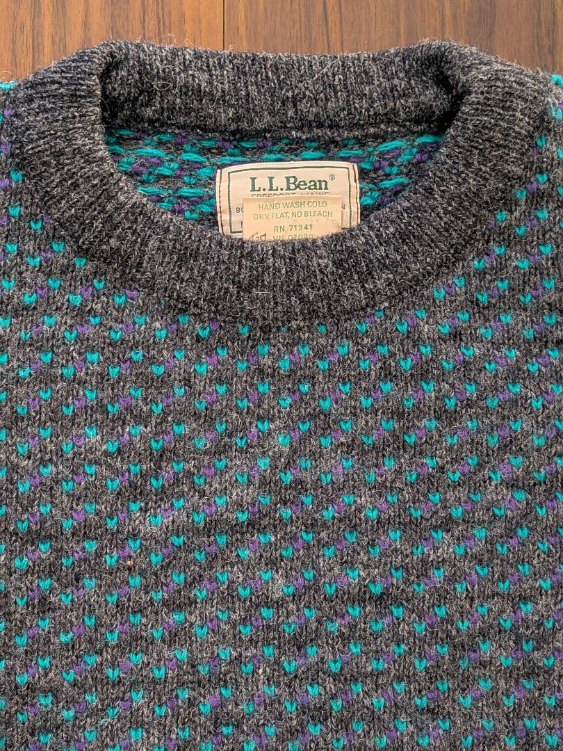 90s ノルウェー製 L.L.Bean エルエルビーン バーズアイ ニット