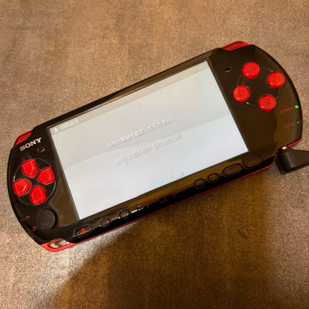 動作確認済み】PSP3000 ブラック/レッド プレイステーションポータブル
