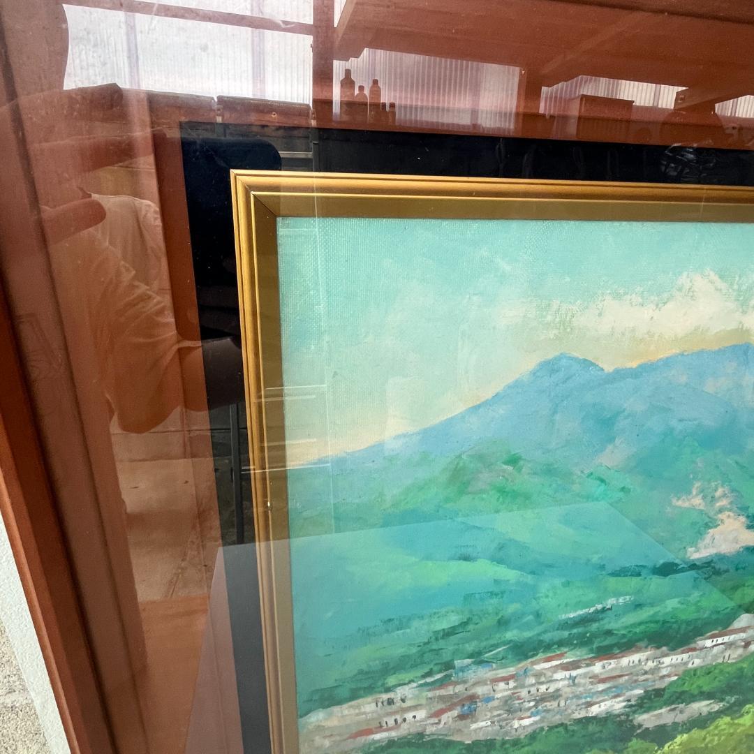 額縁付き 広瀬和之 F12 油彩画 雲仙