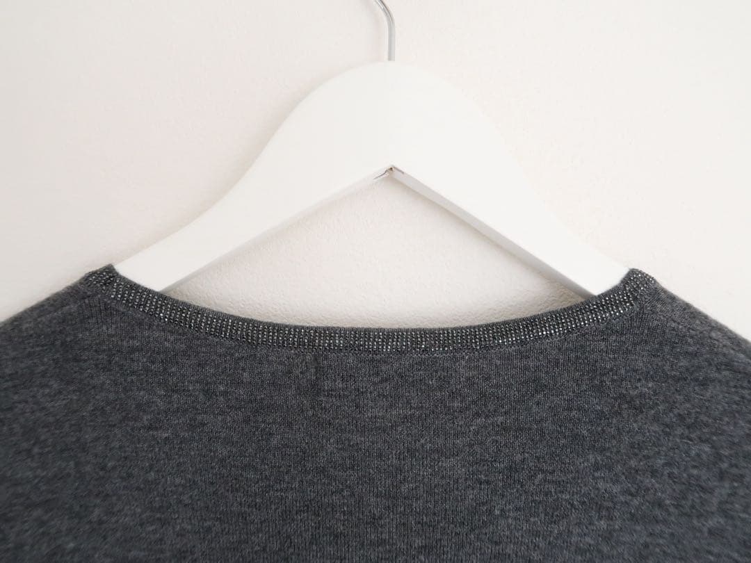 ANAYI 2025年 ステップビジューVネックカーディガン チャコールグレイ