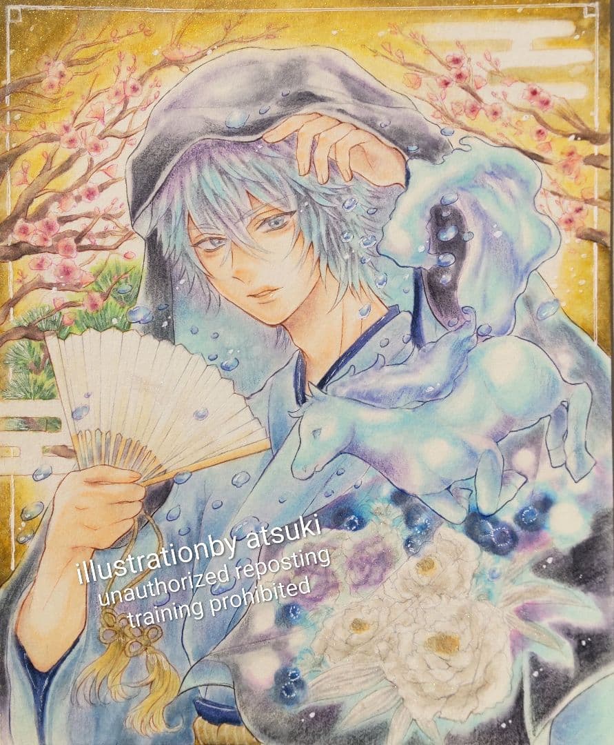 正月 馬 イラスト 手描き オリジナル 創作 原画 色鉛筆画】馬描き方 | ウマ年 | お正月イラスト | 年賀状イラスト