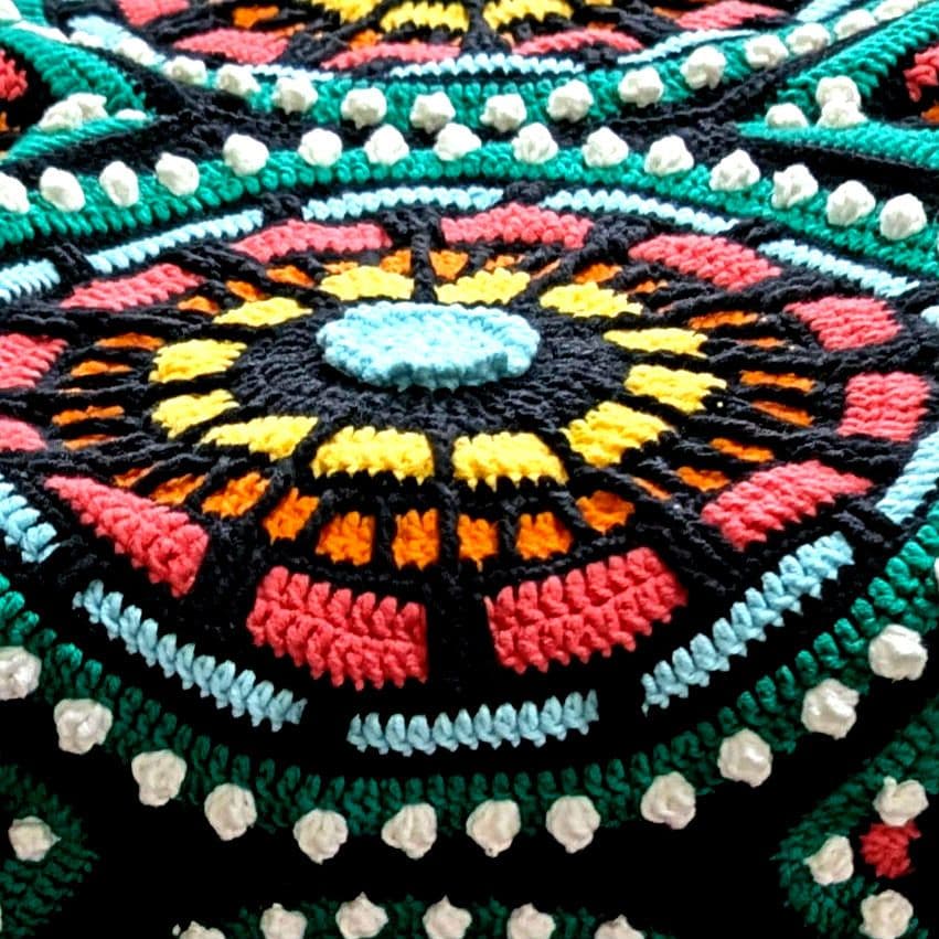 かぎ針編み モチーフ編み ブランケット ハンドメイド ひざ掛け 黒