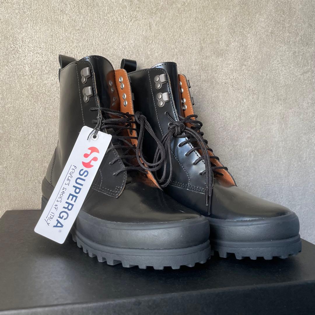 新品　SUPERGA アルピナ　ボックスレザー　ブーツ　3341 ブラック　黒 Botines Mujer 3341 ALPINA BOX PIEL Cordones TOTAL NEGRO