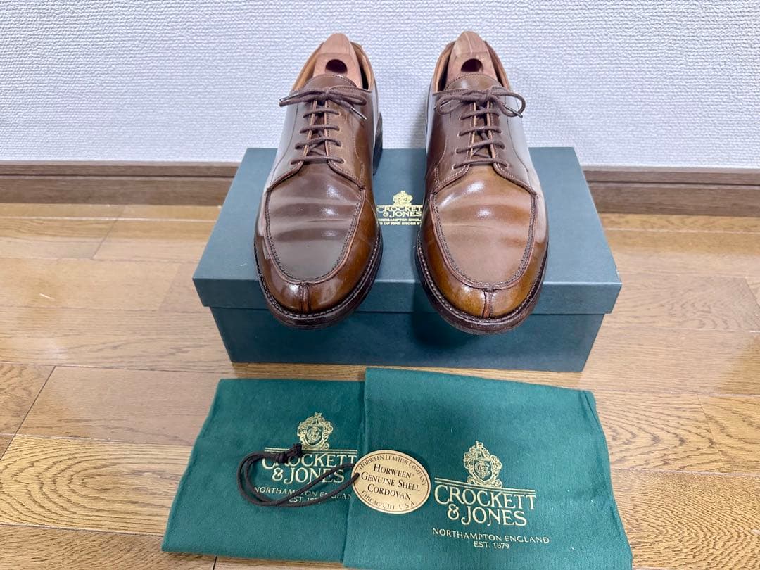 【希少】コードバン　モールトン　MORETON 　Uチップ　UK7.5 クロケット＆ジョーンズの“名作”外羽根Uチップ 「MORETON モールトン