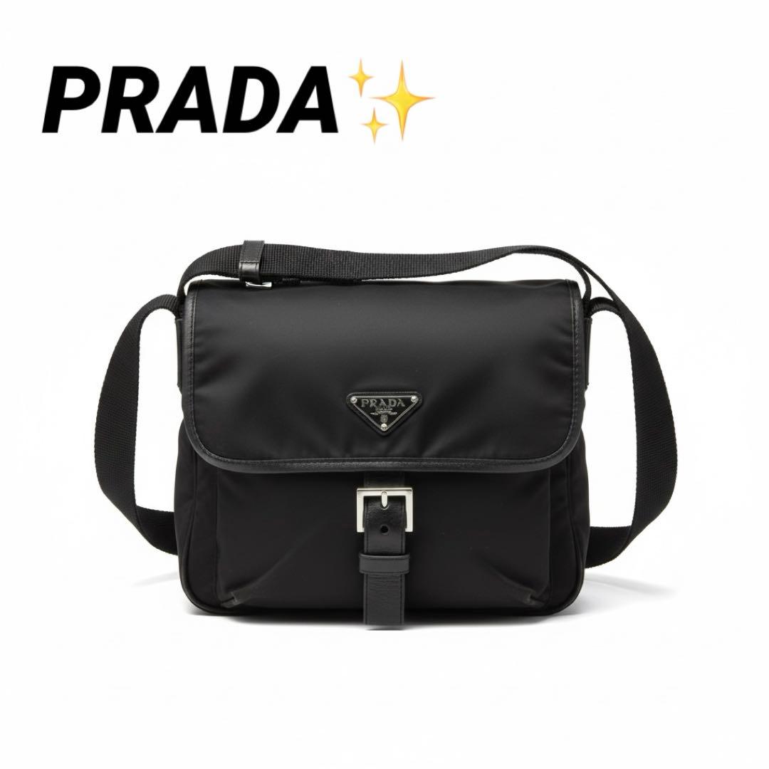 極美品】PRADA プラダ ショルダーバッグ 三角ロゴ ナイロン フラップ