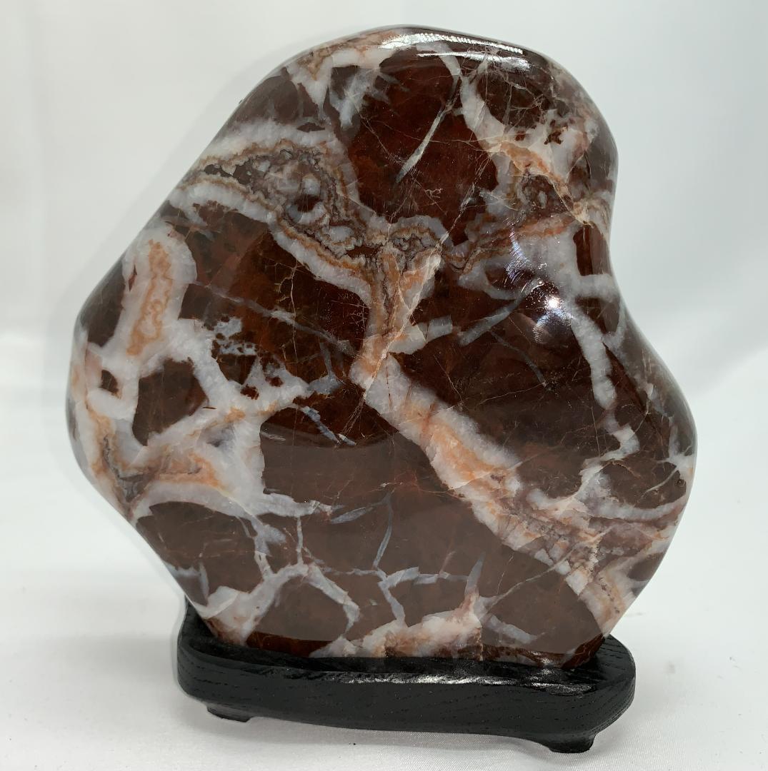 専用 雷光石 雷石 根尾 鑑賞石 水石 磨き石 木製台座つき - メルカリ