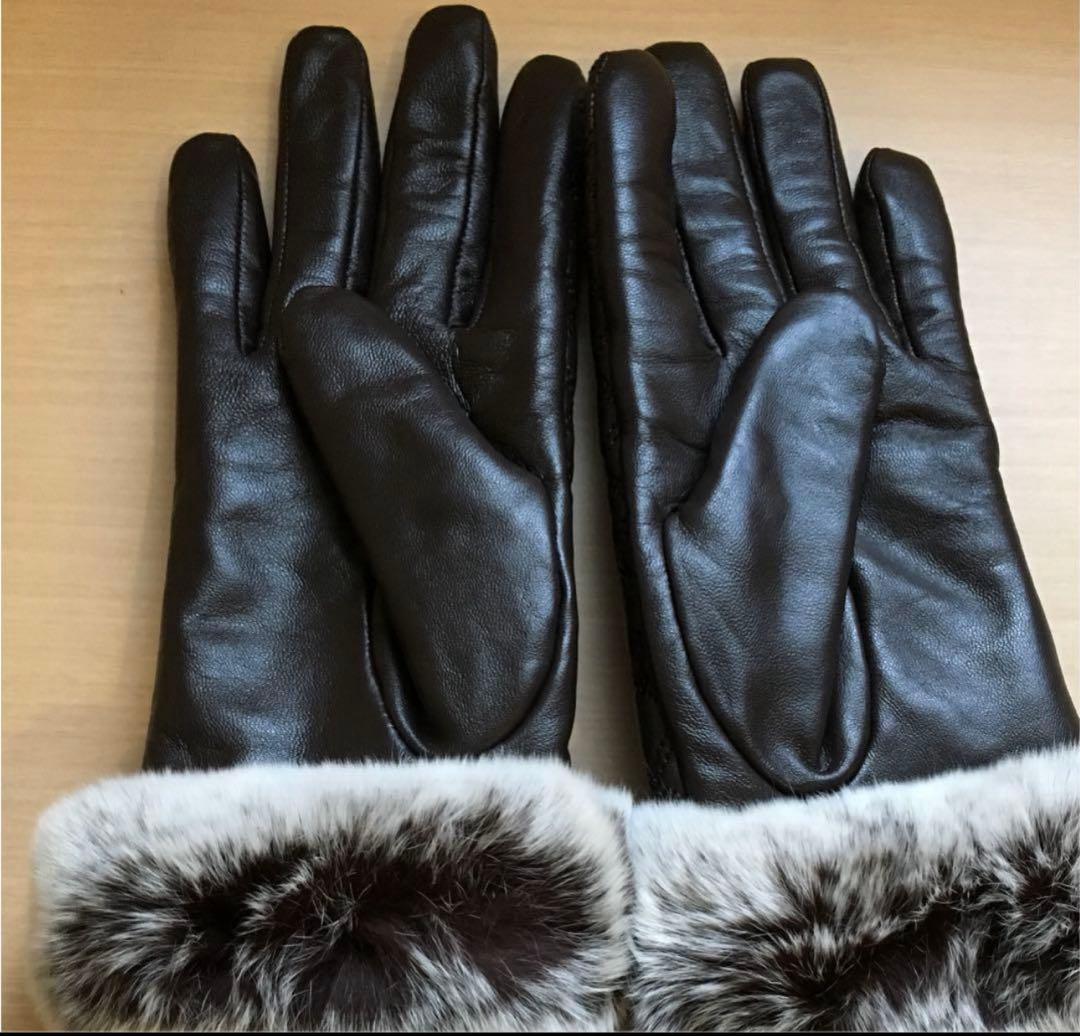 ひ*か様 UGG 本革 本革手袋 濃いチャコール タッチスクリーン対応