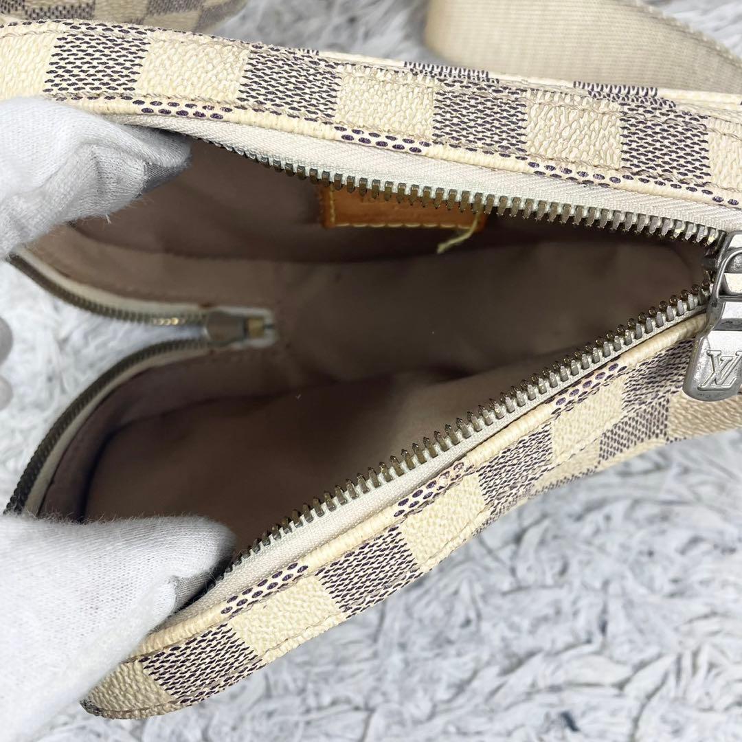 美品 ルイヴィトン PVC ウエストバッグ ダミエ アズール ファスナー 白