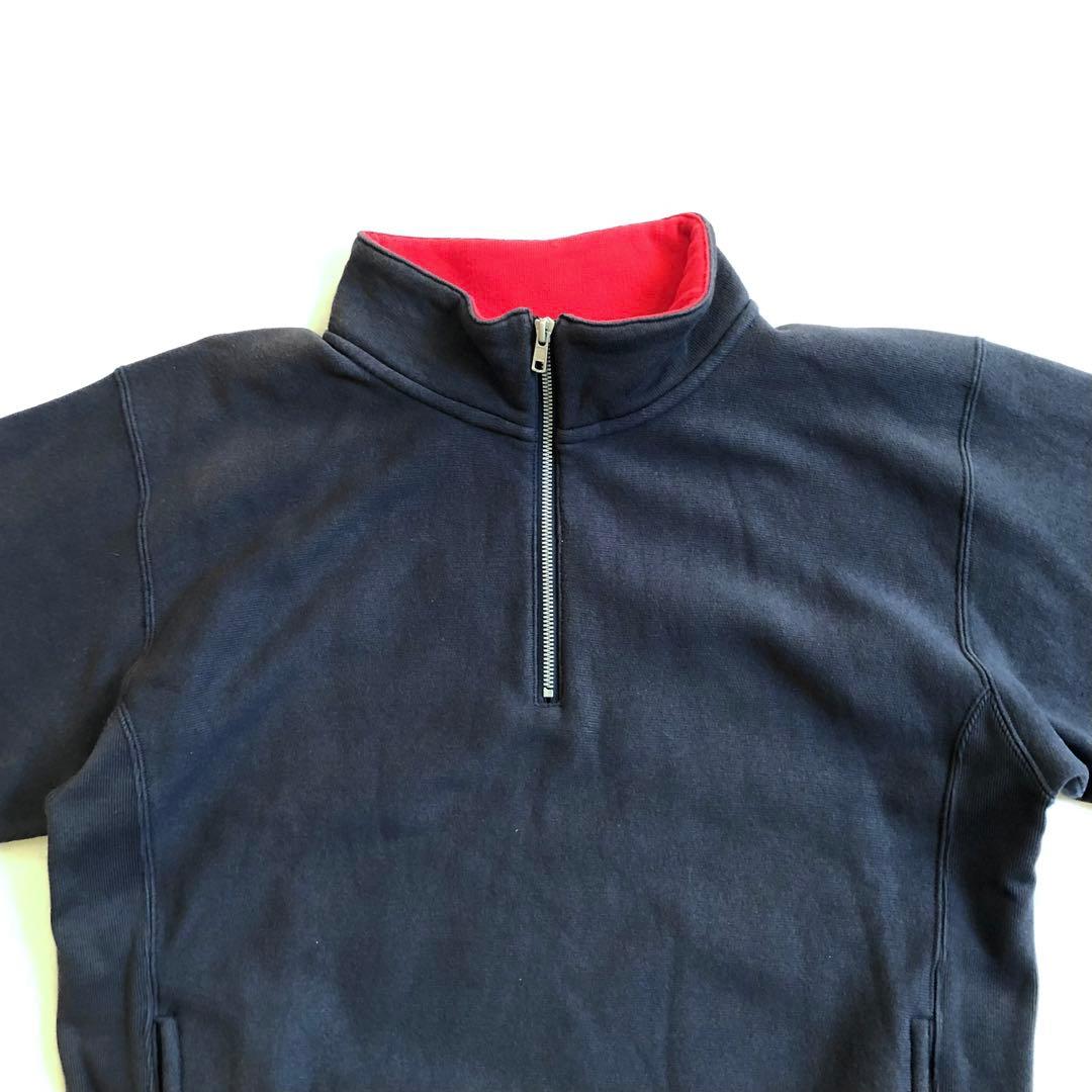 Champion×BEAMS 別注 ハーフジップ スウェット 裏起毛 青タグ